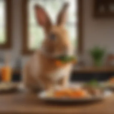 A rabbit enjoying a balanced meal