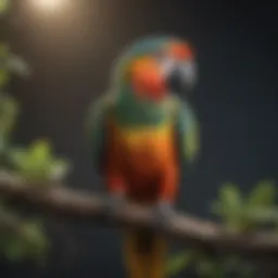 A vibrant parrot perched on a branch, symbolizing avian health.