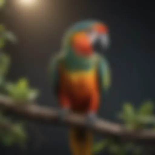 A vibrant parrot perched on a branch, symbolizing avian health.