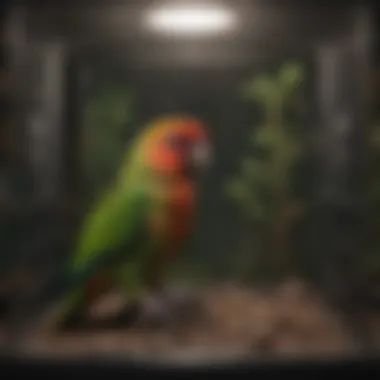 Spacious Cage for Green Cheek Conures Spacious cage for green cheek conures showcasing interior layout