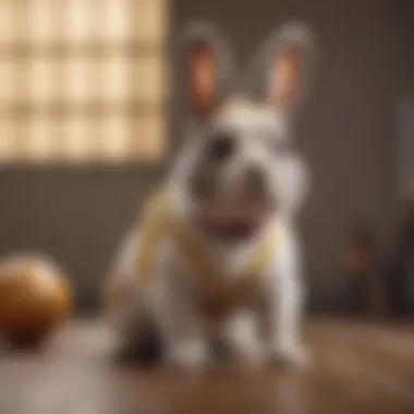Perfect Sizing for Your Pet Small dog trying on a bunny costume with a measuring tape for sizing