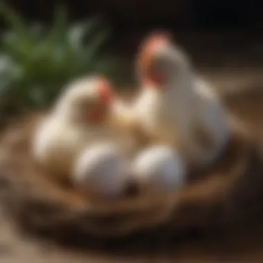 Silkie chicken nest with eggs