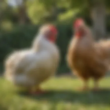 A group of Silkie chickens in a serene backyard setting