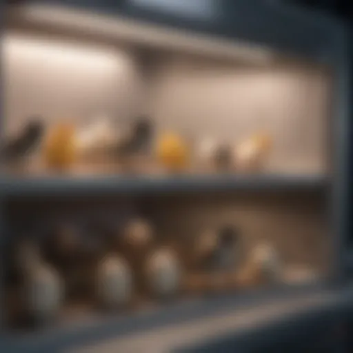 A small bird incubator showcasing its interior setup for egg hatching