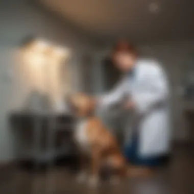 Veterinarian Providing Care to a Dog Veterinarian examining a dog in a cozy clinic room with modern equipment