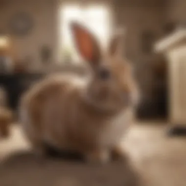 Healthy female rabbit in a cozy home environment