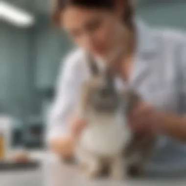 Veterinary Care for Spaying Female Rabbits Veterinarian examining a female rabbit in a clinic