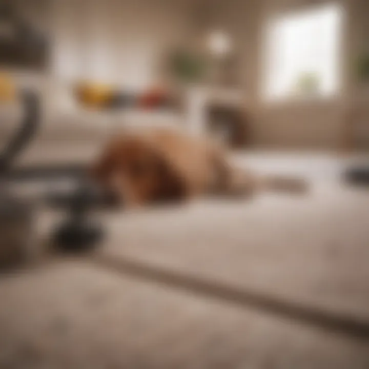Pet-friendly carpet cleaning supplies laid out