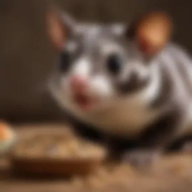 Diverse Feeding Options for Happy Sugar Gliders A vibrant feeding setup showcasing various food options for sugar gliders