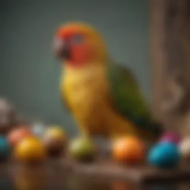Suitable Alternatives in Avian Care A collection of alternative avian care items alongside fake eggs