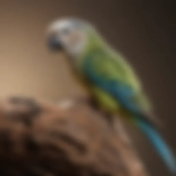 Close-up of a textured wood perch demonstrating its benefits for budgies.