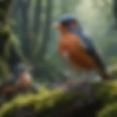 Diverse Birds in Natural Habitat A serene landscape featuring a variety of birds in their natural habitat.