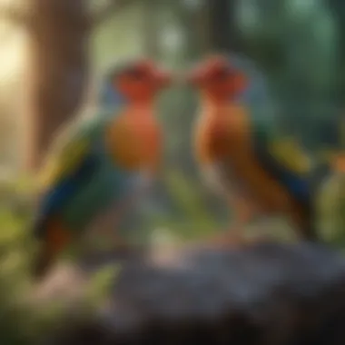 Colorful Breeding Pairs in Nature Breeding pairs of colorful birds in a natural habitat