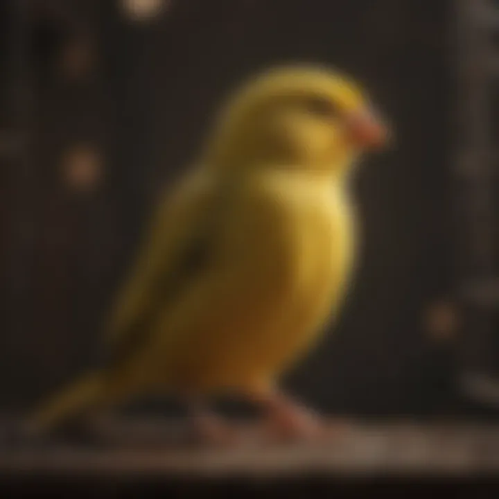 A serene canary in a cozy cage