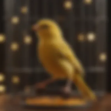 Elegant Canary Singing An elegant canary singing in a beautiful cage, symbolizing joy and companionship.