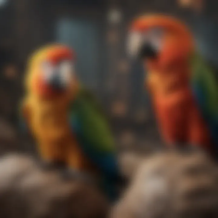 A variety of parrot species displayed together, highlighting their diversity.