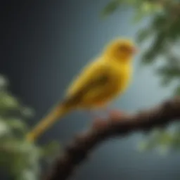 A vibrant canary perched on a branch, showcasing its bright plumage