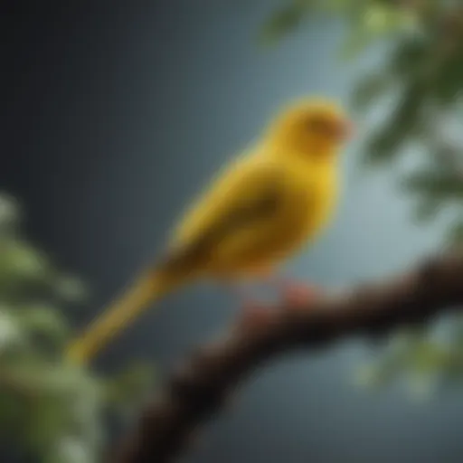 A vibrant canary perched on a branch, showcasing its bright plumage