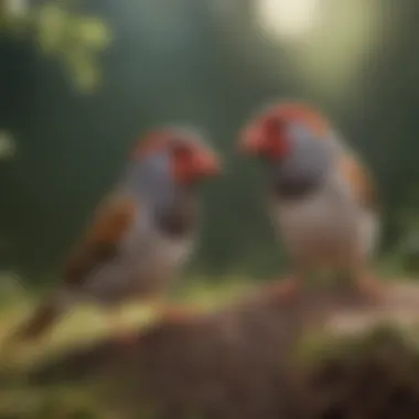 Social Behavior of Zebra Finches Zebra finches engaging in social interaction