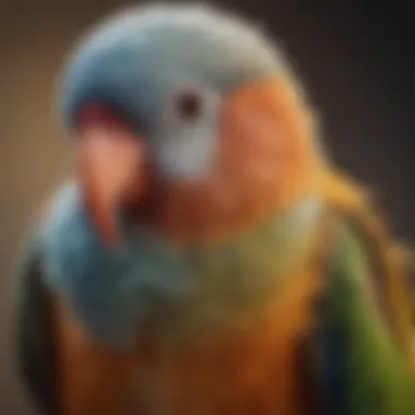 A close-up of a love bird showcasing its unique colors and feathers