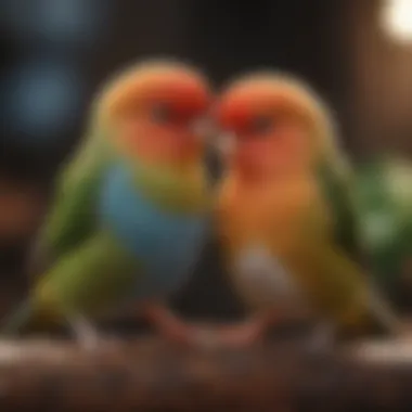 An expert demonstrating love bird care techniques