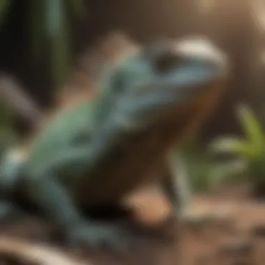 Enrichment items in an iguana habitat for mental stimulation