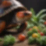 A vibrant array of fruits and vegetables suitable for red-footed tortoises