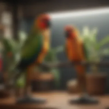 Variety of Conure Stands Different types of conure stands displayed in a well-lit room