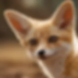 Fennec fox showcasing its distinctive large ears in a playful posture