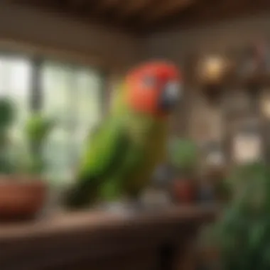 Cozy Environment for Green Cheek Conure A cozy living environment for a green cheek conure