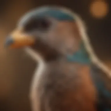 A close-up of a bird enjoying its space with clear air quality.