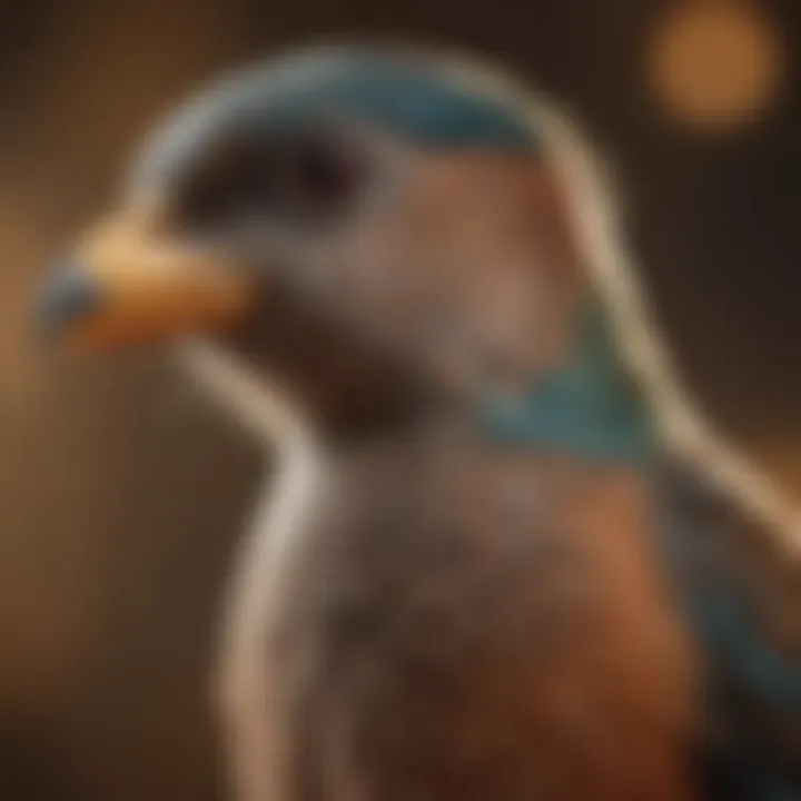 A close-up of a bird enjoying its space with clear air quality.