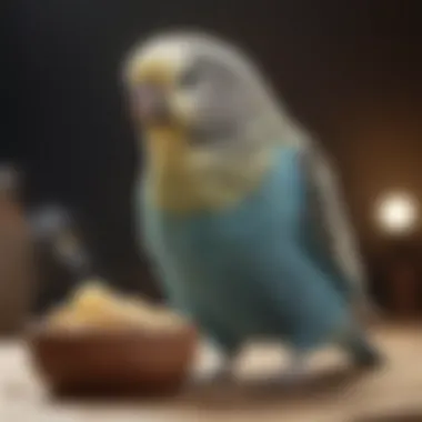 Healthy budgie enjoying a calcium-fortified treat