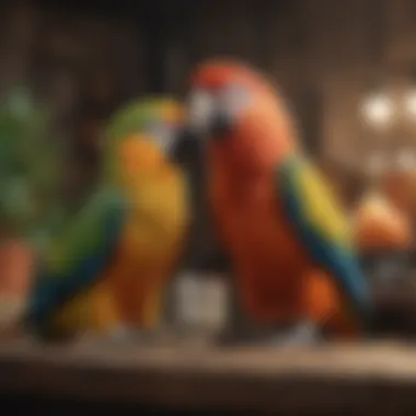 Healthy Parrot Behavior with Calcium Supplementation Parrot interacting playfully with a pet owner, demonstrating healthy behavior