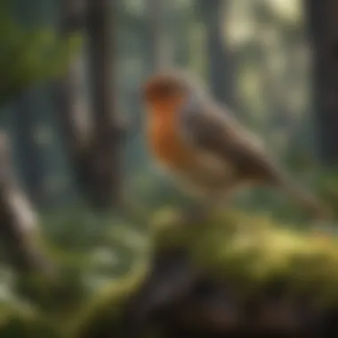 The Natural Habitat of Birds A serene forest habitat where birds thrive in their natural environment