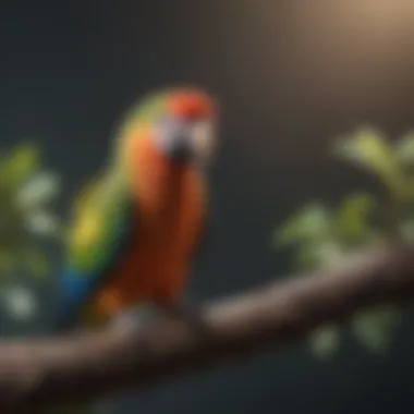 Colorful mini parrot perched on a branch