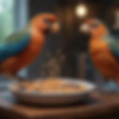 Birds Interacting with Food Bowls Pet birds interacting with various food bowl types