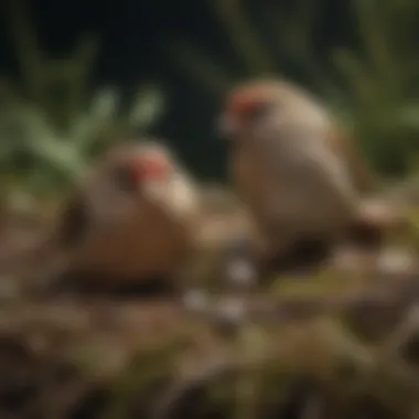 Close-up of materials used by finches for nest building