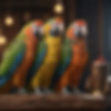 Diverse Breeds of Parrots Different parrot breeds displayed side by side for comparison.