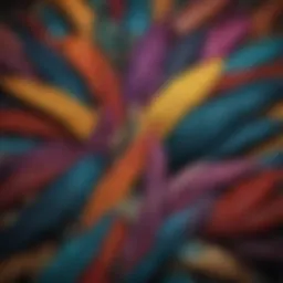 A close-up view of colorful bird feathers showcasing genetic diversity.