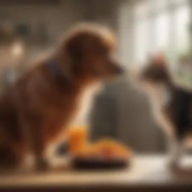 Caring Pet Owners Ensuring Balanced Nutrition A pet owner providing balanced nutrition to their animal.