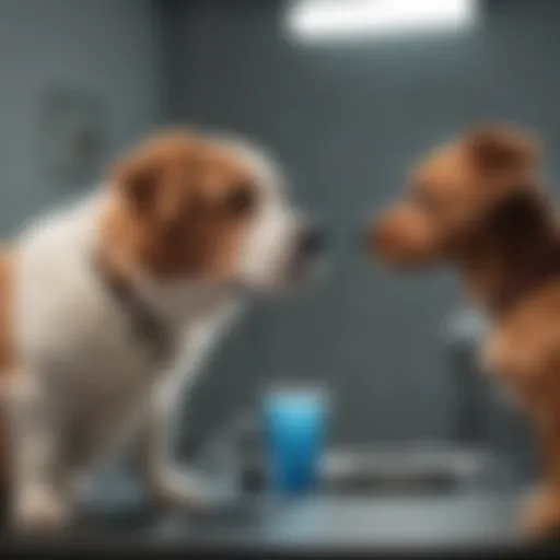 Veterinarian examining a dog with advanced diagnostic equipment