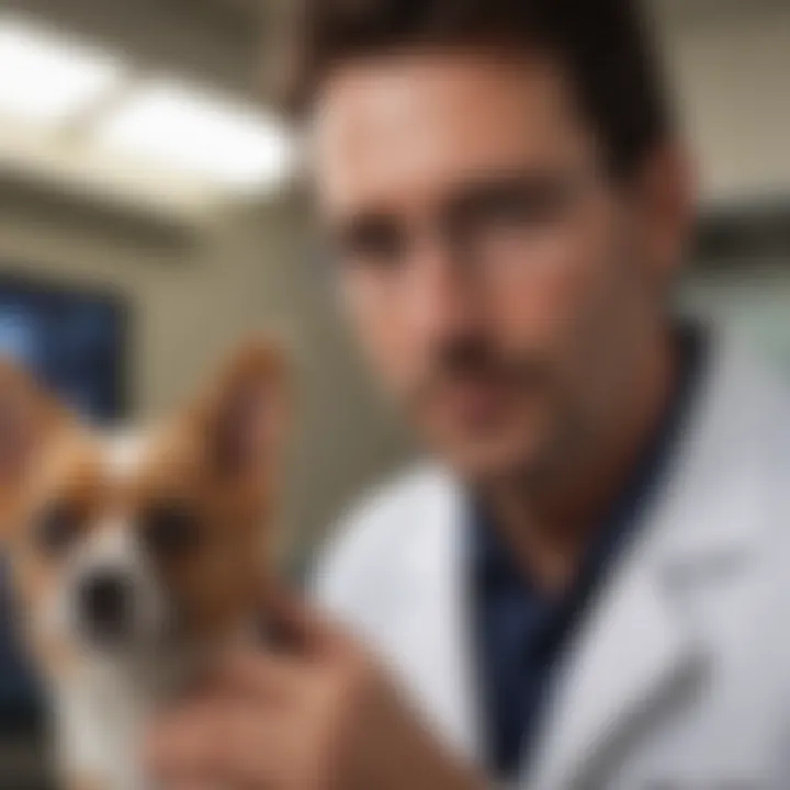 Close-up of a veterinarian using telemedicine technology