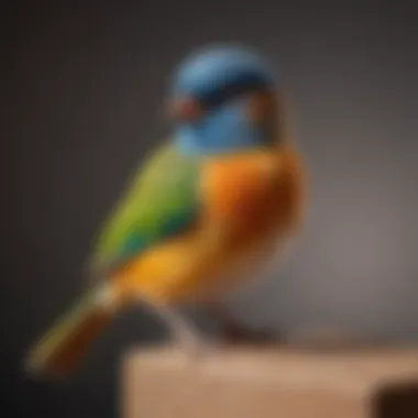 A colorful bird perched on a sandpaper-coated perch