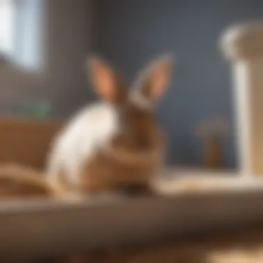 Bunny exploring the litter box area