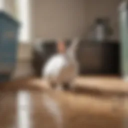 Bunny sitting next to a litter box