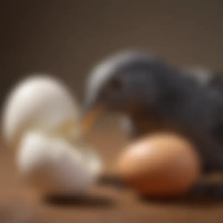Training session featuring a pet bird responding to cues with a fake pigeon egg present