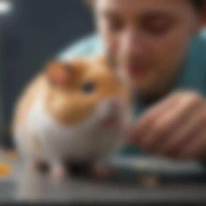 Veterinarian examining a hamster for wet tail