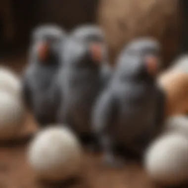 Healthy African Grey Parrots Hatching Healthy African Grey parrots emerging from eggs
