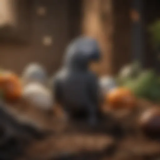 African Grey parrot eggs in their nesting environment